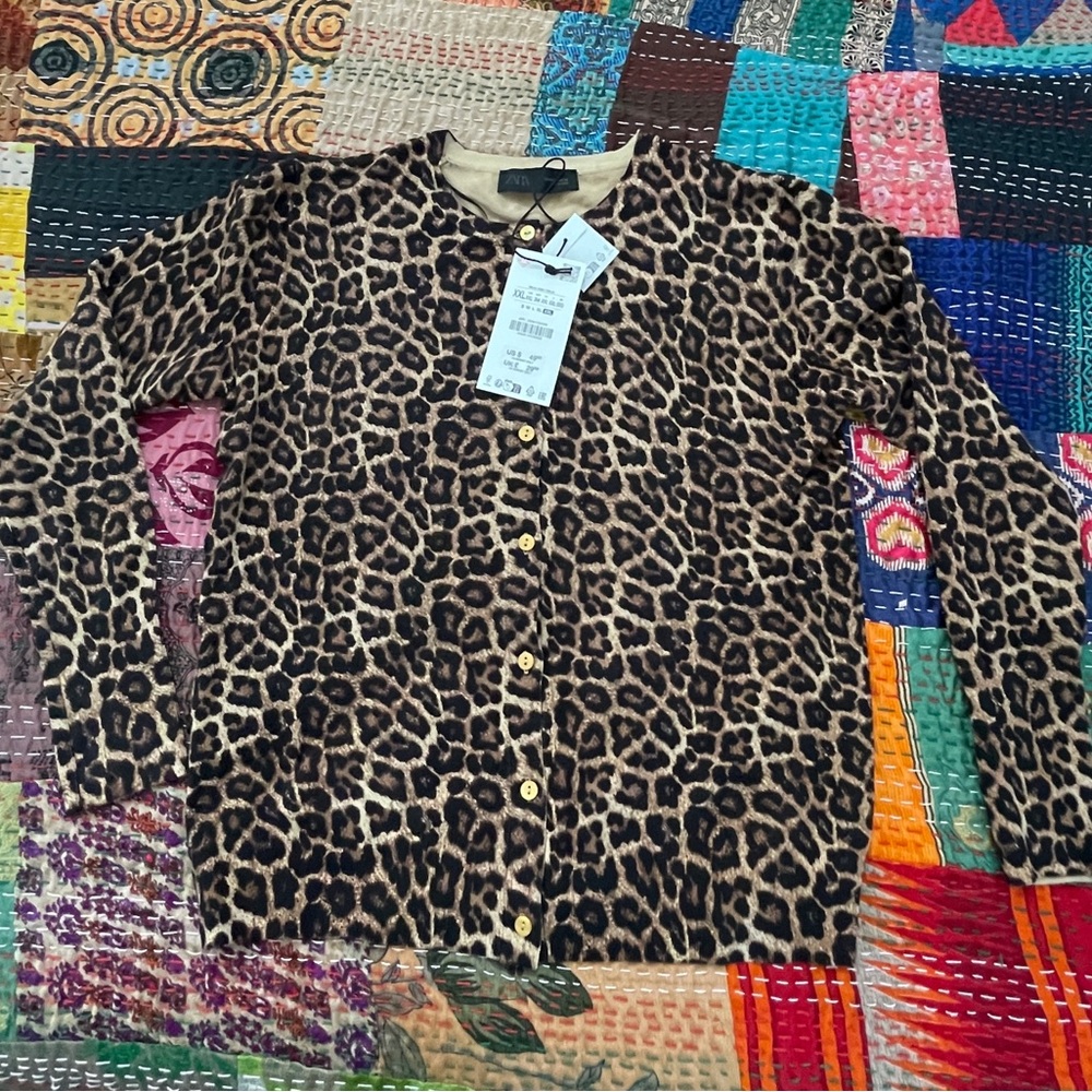 Zara Leopard Print Cardigan - Brown/Black NWT